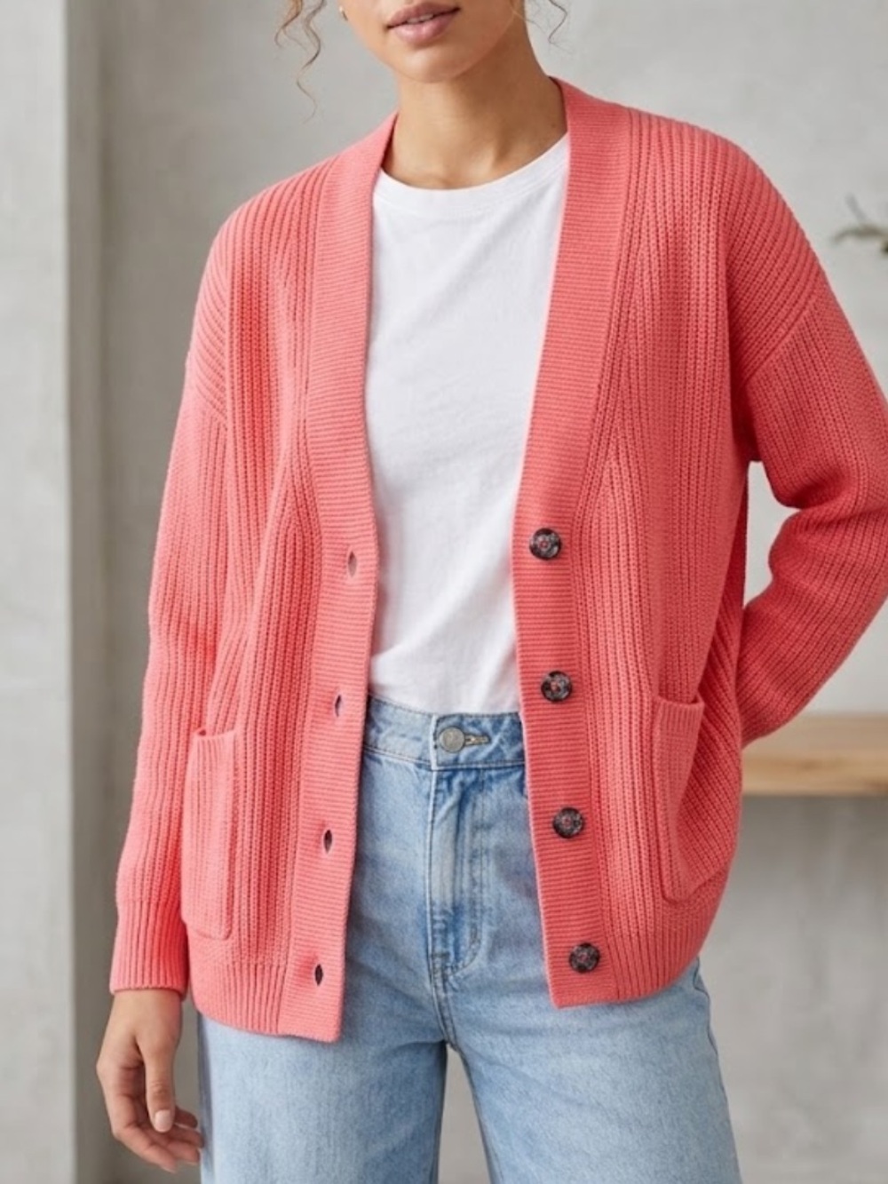 Barbour Coral Knit Button-Front logo Cardigan Sweater! Quality! 4